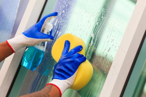 Close-up of upholstery stain removal and fabric care